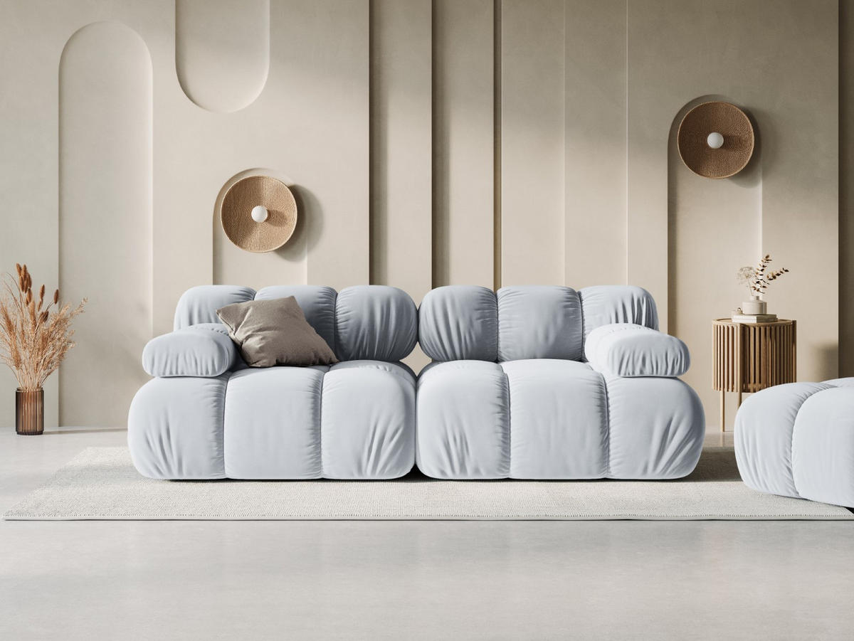 MODULARES-SOFA Bellis aus Samt hellblau 2 Sitzplätze - Hellblau, Textil (94/63/188cm) - Micadoni