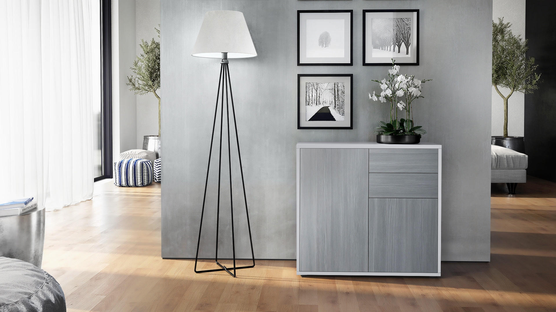 Vladon Kommode Anthrazit 79x74x36 cm