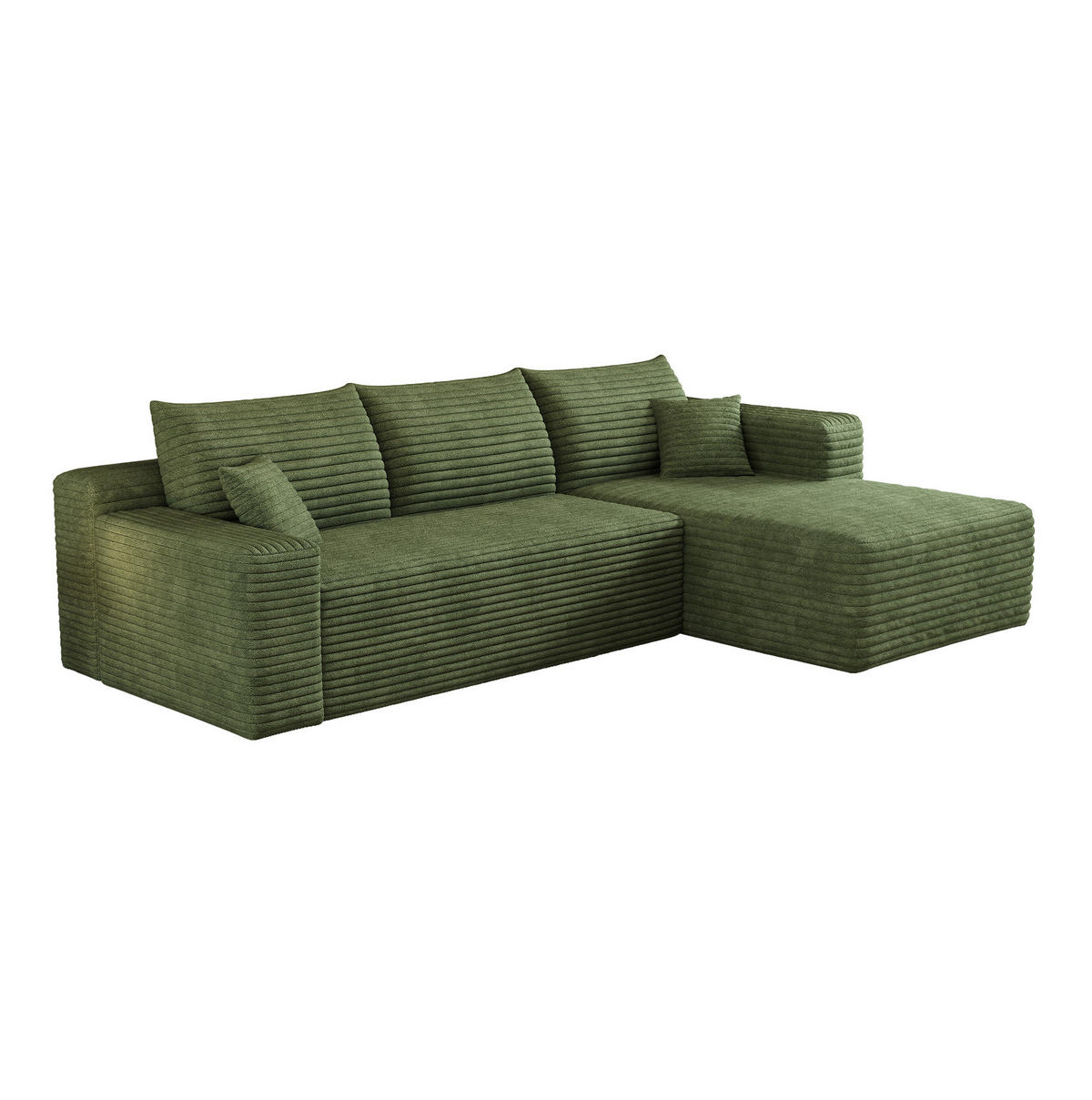 ECKSOFA 241 cm mit Chaiselongue, modularer Aufbau und Cordbezug, Grün - Grün, Textil (241/151cm) - Redom