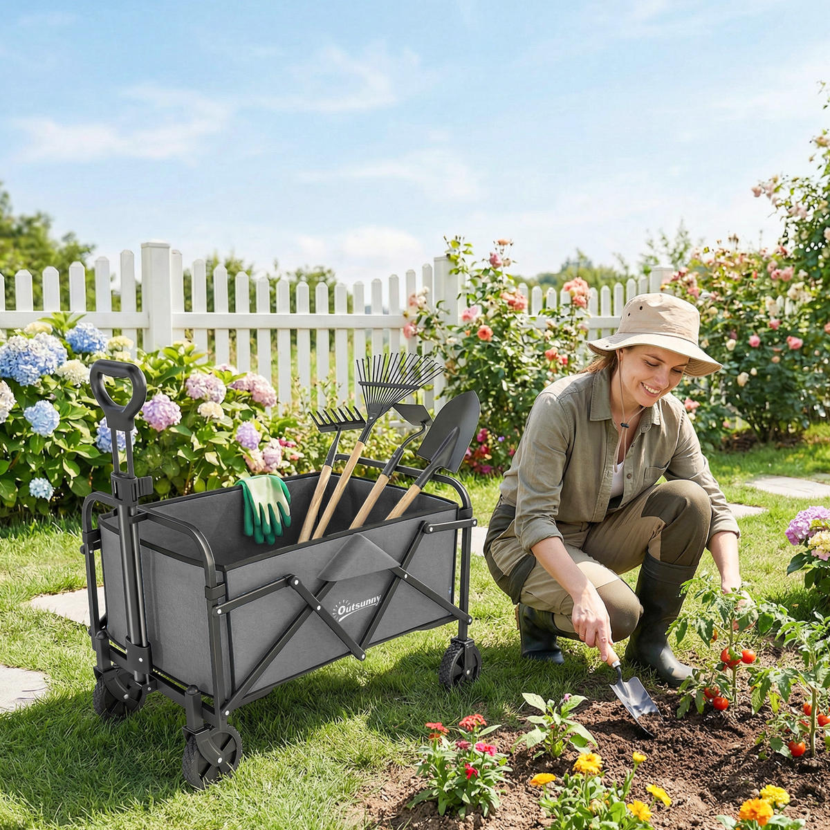 GARTENWAGEN DE-18775 all-terrain klappbar 66L Grau - Grau, Metall (45/89/81cm) - ComfortXL