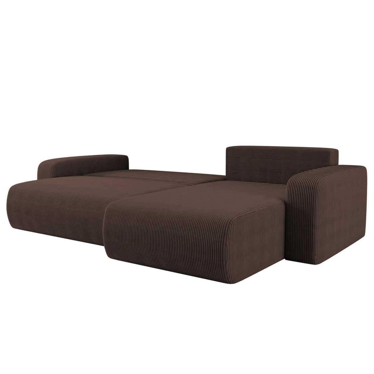 SCHLAFSOFA MILANO XL und bettkasten stoff Poso Dicker Cord Braun Rechts - Braun, Holz (274/82/145cm) - Kaiser Möbel