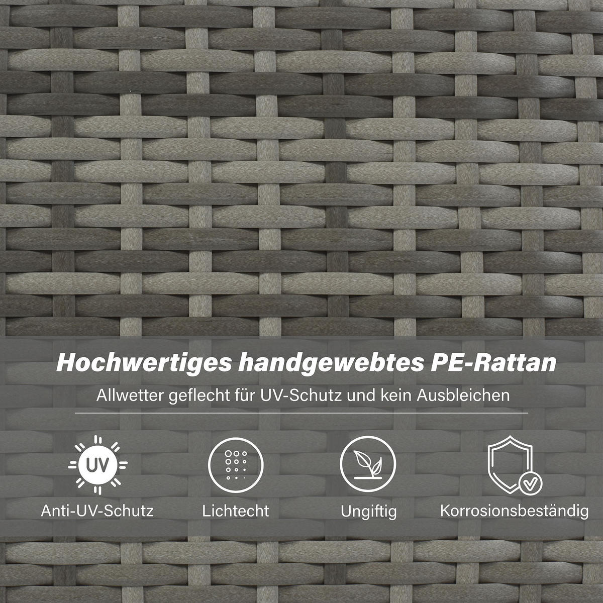 GARTENLOUNGE-SET Rattan Sonneninsel Sofa Wetterfest Grau - Grau, Naturmaterialien - FLIEKS