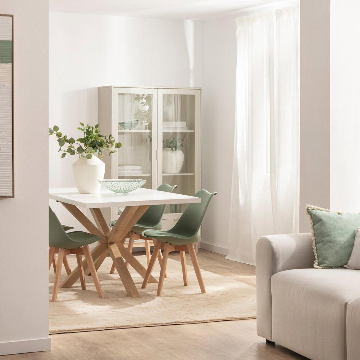 VITRINENSCHRANK DOPPELTER Elian Weiß 100 cm x 170 cm - Weiß, Holzwerkstoff (100/170/39cm) - Klast Home