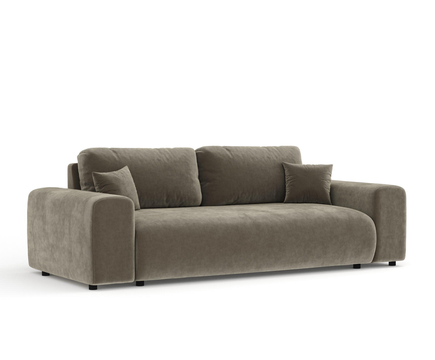 3-SITZER-SOFA Zanzibar Taupe Samtstoff - Taupe/Schwarz, Holz/Holzwerkstoff (213/79/108cm) - Maison de Reve