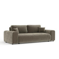 3-SITZER-SOFA Zanzibar Taupe Samtstoff - Taupe/Schwarz, Holz/Holzwerkstoff (213/79/108cm) - Maison de Reve