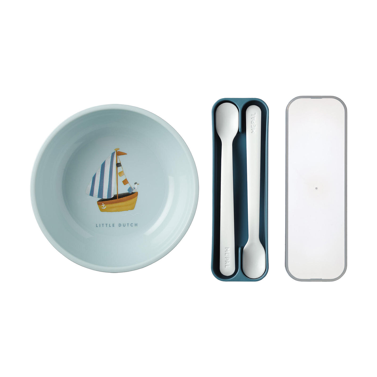 KINDERSCHALE MIT FÜTTERLÖFFEL Mio Sailors Bay 3er Set - Hellblau, Kunststoff (12.7/4.5/12.7cm) - Mepal