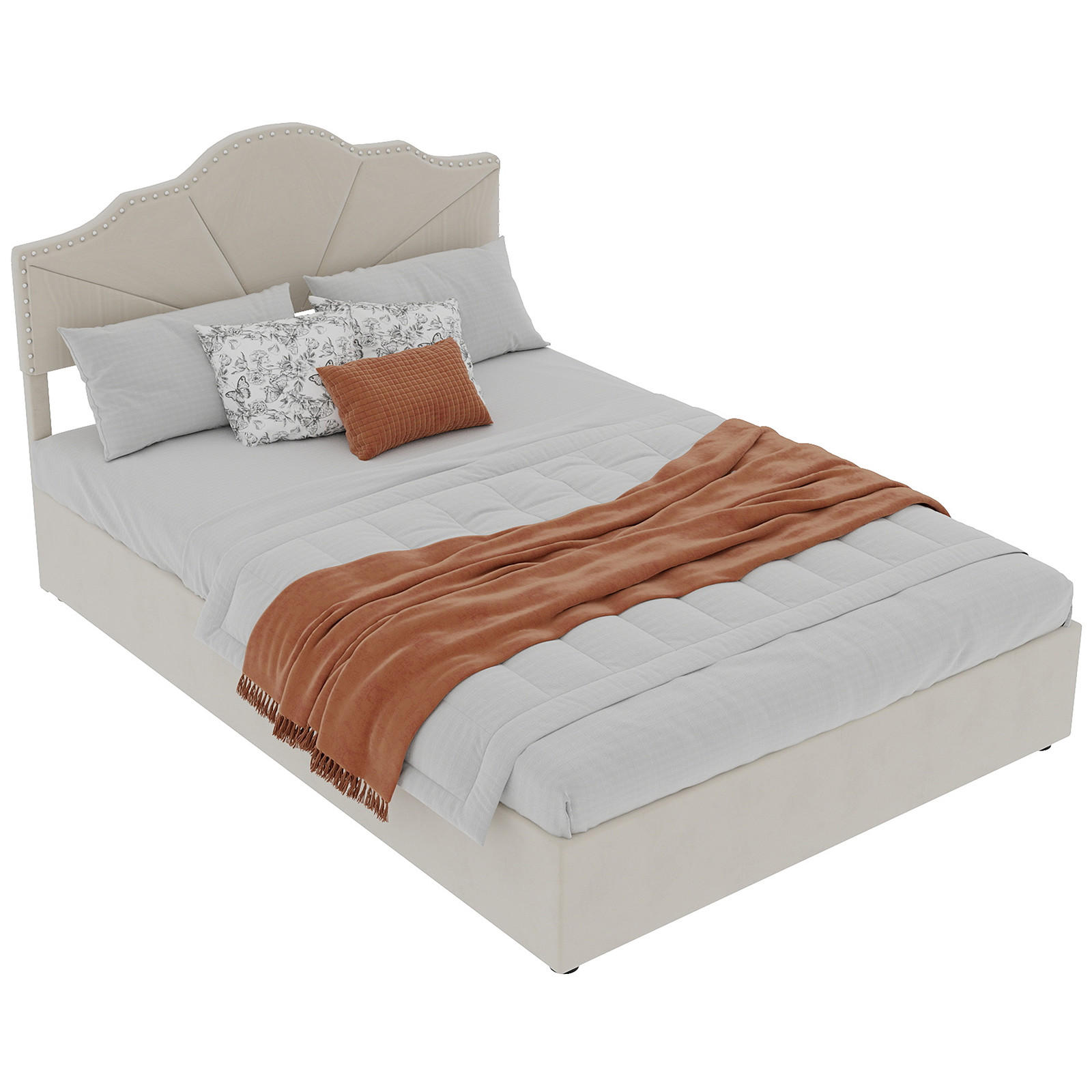 POLSTERBETT 160/200 cm in Beige Stoff mit Gepolstertem Kopfteil - Beige, Holzwerkstoff/Textil (160/200cm) - WISHDOR