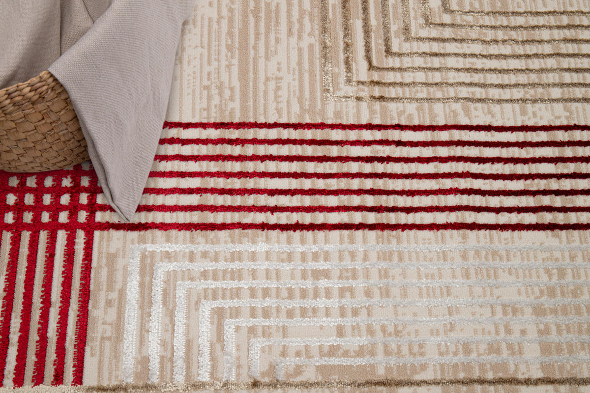 TEPPICH CRYSTAL Creme Burgund 200/300 cm - Rot/Creme, Textil (200/300cm) - Tapiso
