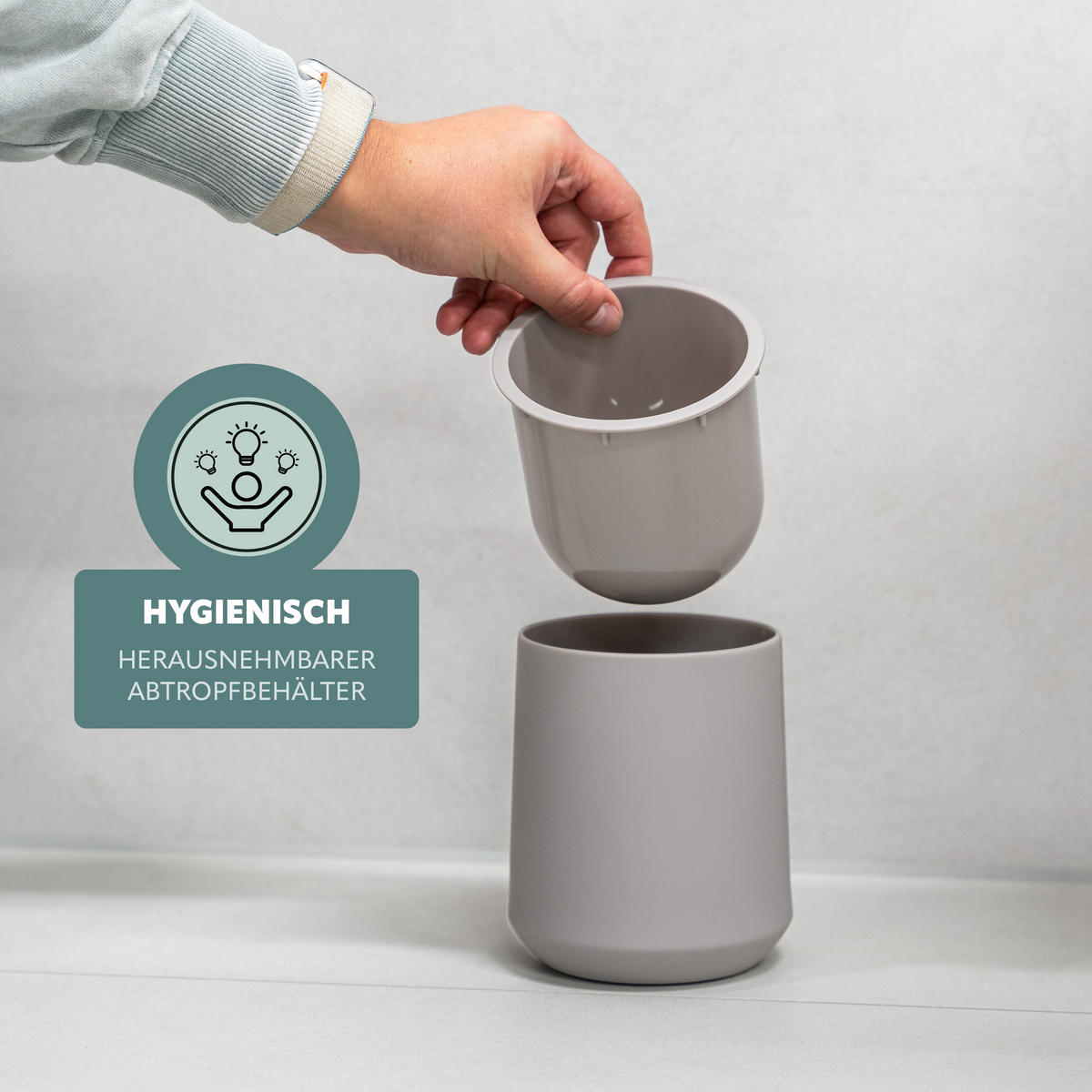 WC-GARNITUR TESERO, Kunststoff, taupe - Taupe, Kunststoff (10.5/39.5/10.5cm) - eluno