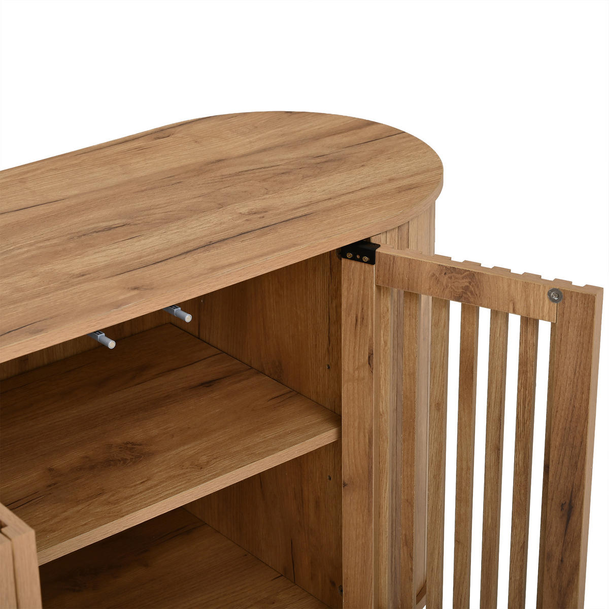 SIDEBOARD 160x40x70cm Naturholz mit 4 Schiebetüren - Naturfarben, Holzwerkstoff (160/70/40cm) - FLIEKS