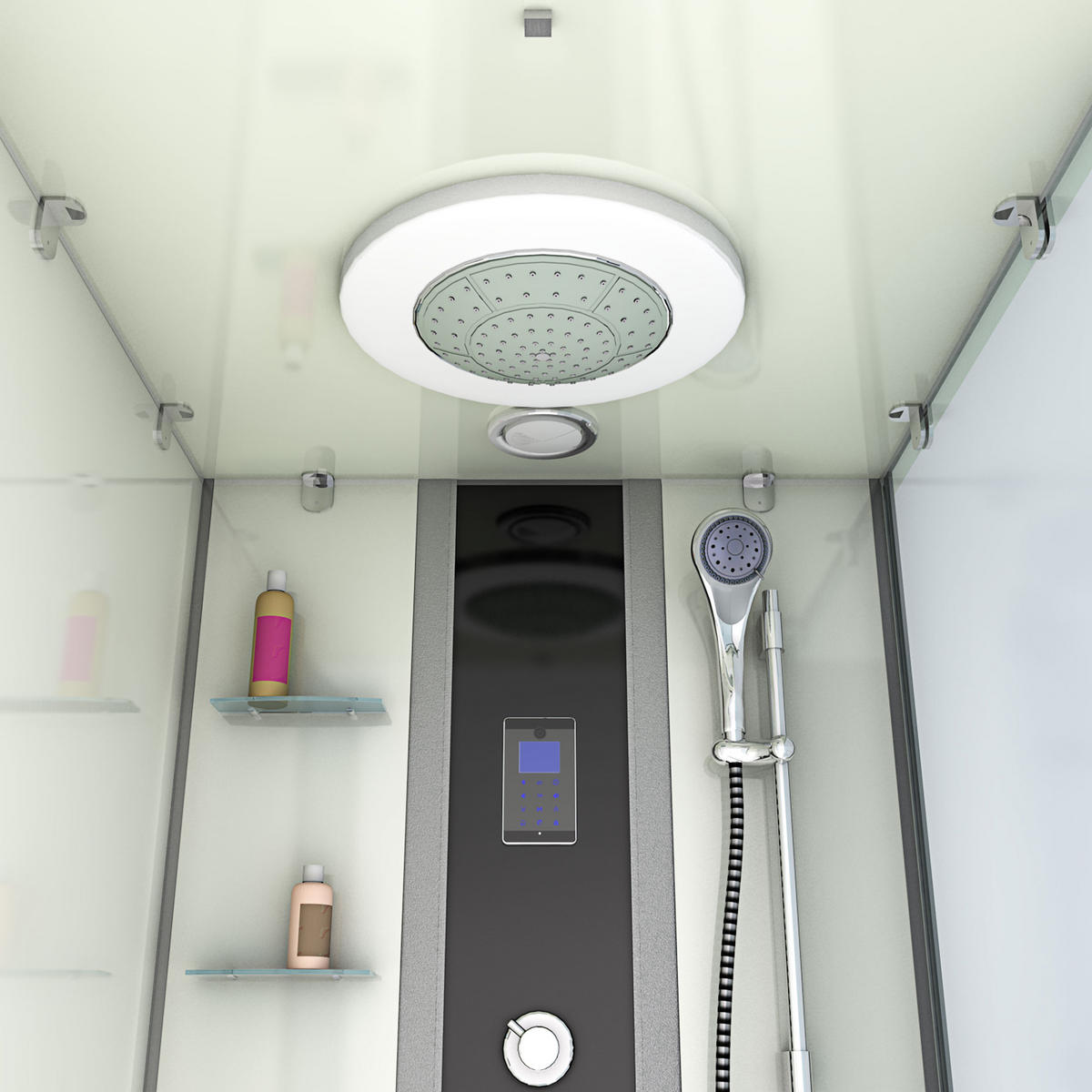 WHIRLPOOL Dusche Kombination K05-L01-WP-EC 180x90 cm - Weiß, Glas/Kunststoff (90/225/180cm) - AcquaVapore by Sandra Jentho