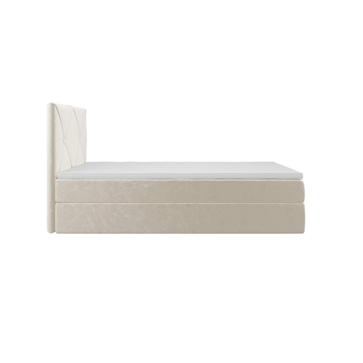 BOXBETT ALTEA 90x200 Monolith 02, mit Matratze H3, Bonell und Topper, Creme - Creme, Holz/Kunststoff (90/200cm) - Bedante