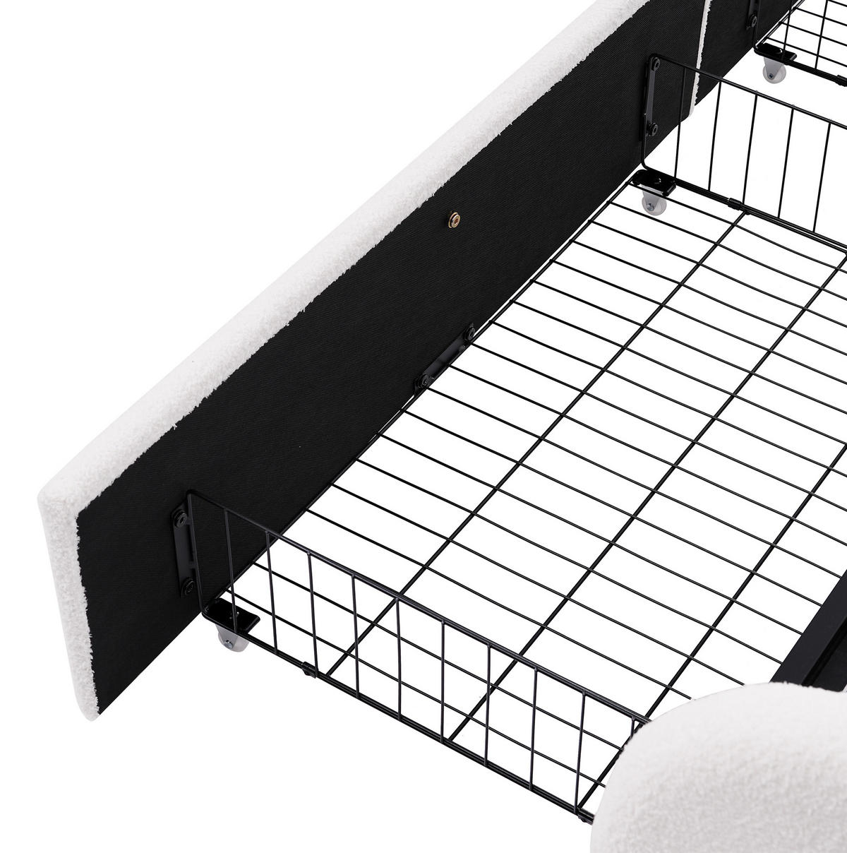 POLSTERBETT aus Sherpa 90x200 cm in Weiß mit LED-Beleuchtung & Ladestation - Weiß, Textil (90/200cm) - Modfu