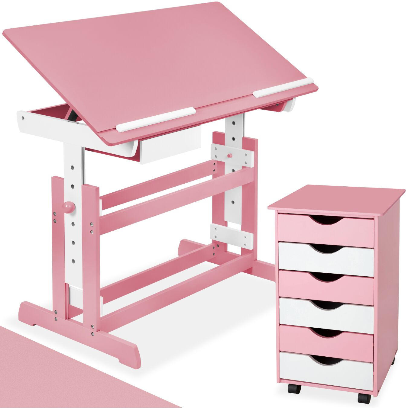 SCHREIBTISCH ,pflegeleicht,rosa - Rosa, Holz (55/94/109cm) - tectake