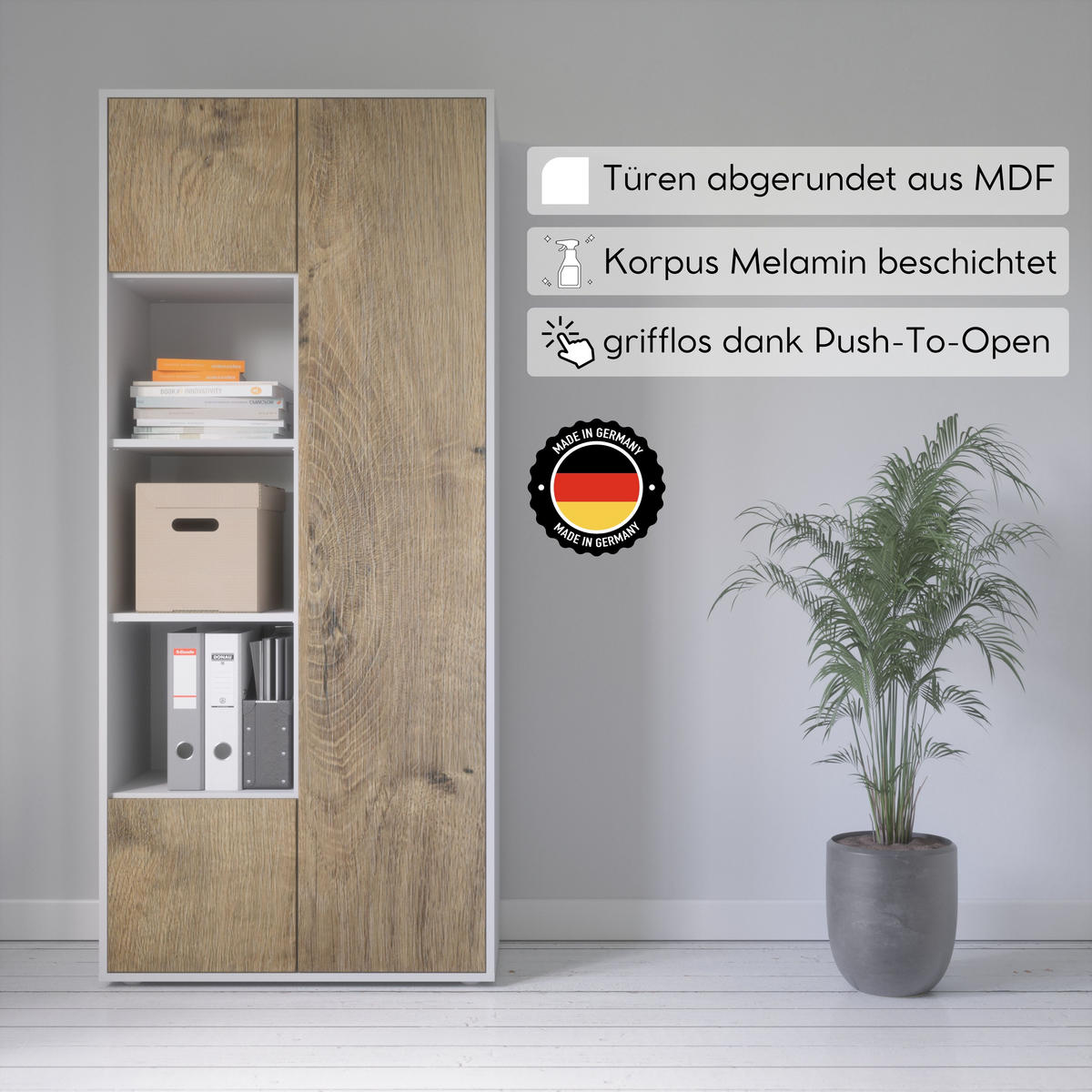 AKTENSCHRANK Amira T30 Eiche Ribbeck 180/80/40 cm - Alteiche, Holzwerkstoff (80/180/40cm) - SIMPLYFURN