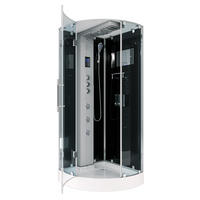 DUSCHKABINE Dusche D37-23L1 Weiß 100x100 - Schwarz, Glas/Kunststoff (100/100/218cm) - AcquaVapore by Sandra Jentho