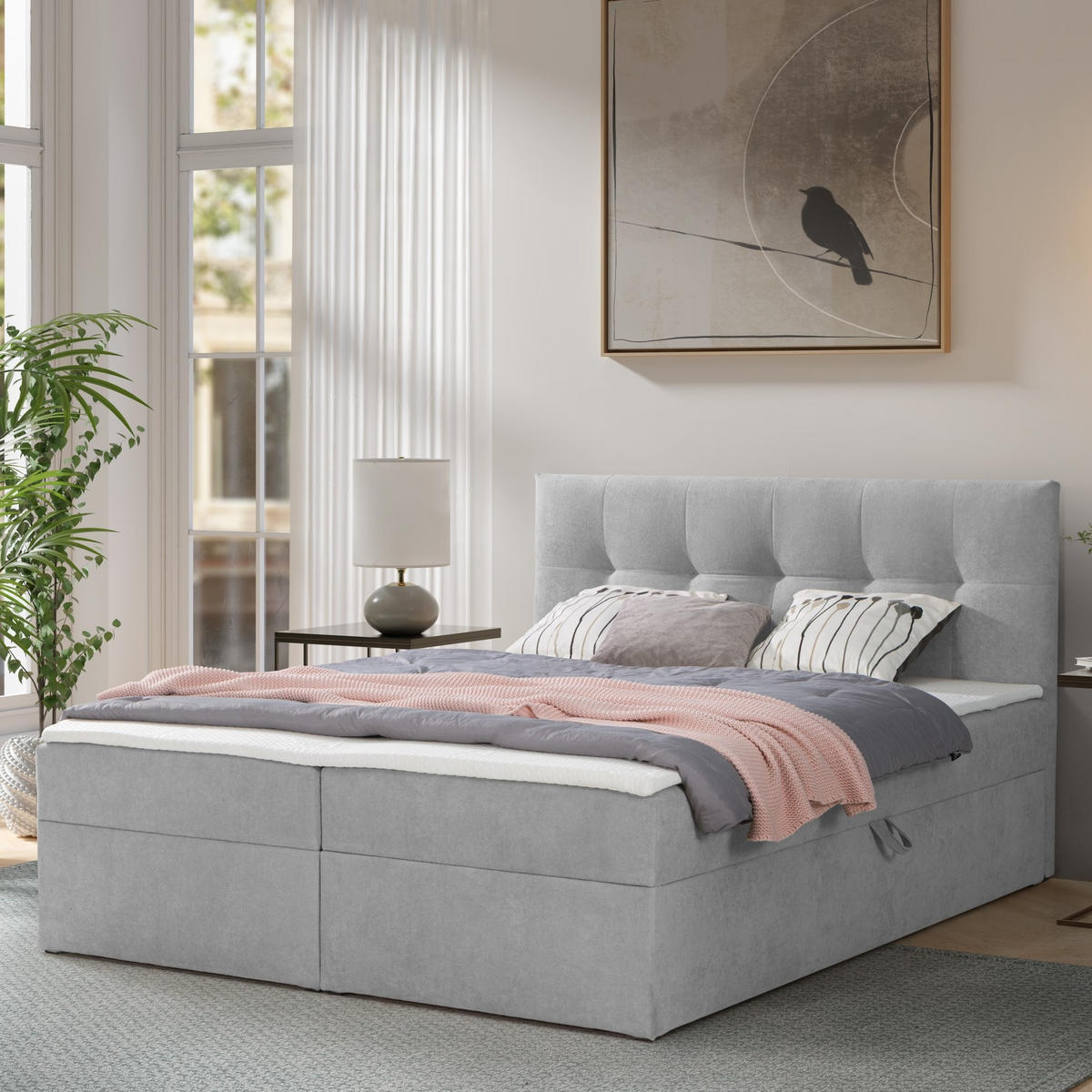 BOXBETT Toronto 160x200 Bonell-Matratze H3 und Topper - Silberfarben/Grau, Holz/Holzwerkstoff (160/200cm) - Ravio