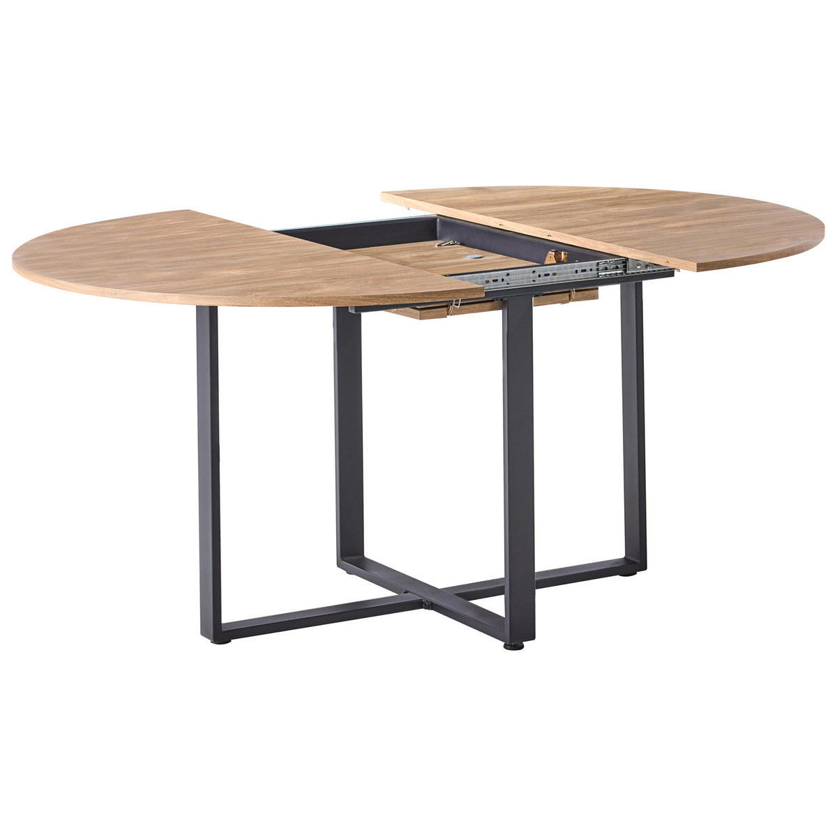 JÍDELNÍ STŮL Hnědý 120-160/120 cm Alexandrina - hnědá, kompozitní dřevo (120/120/75cm) - Beliani