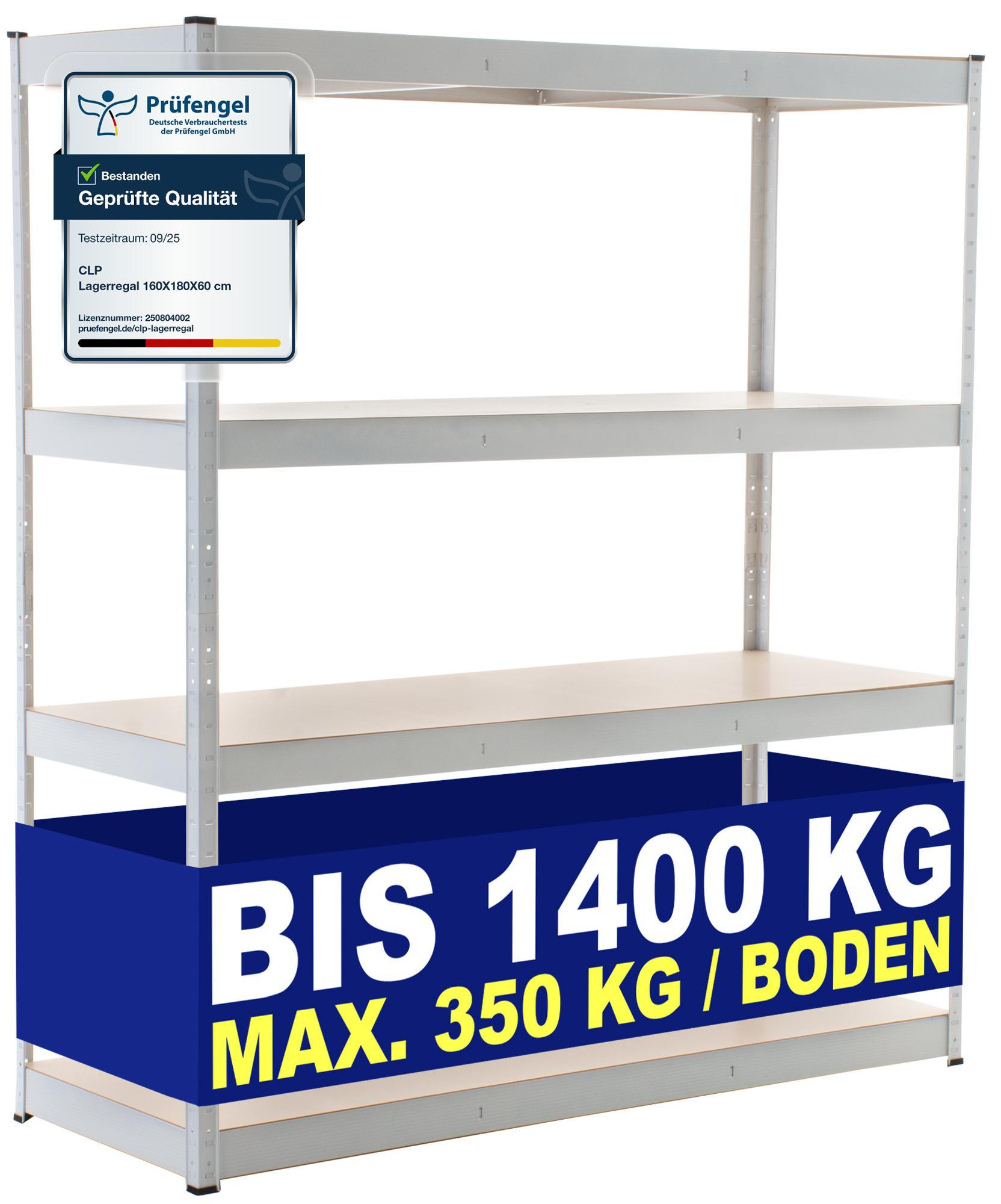 LAGERREGAL 160/60 cm Metall Weiß - Weiß, Metall (160/180/60cm) - CLP