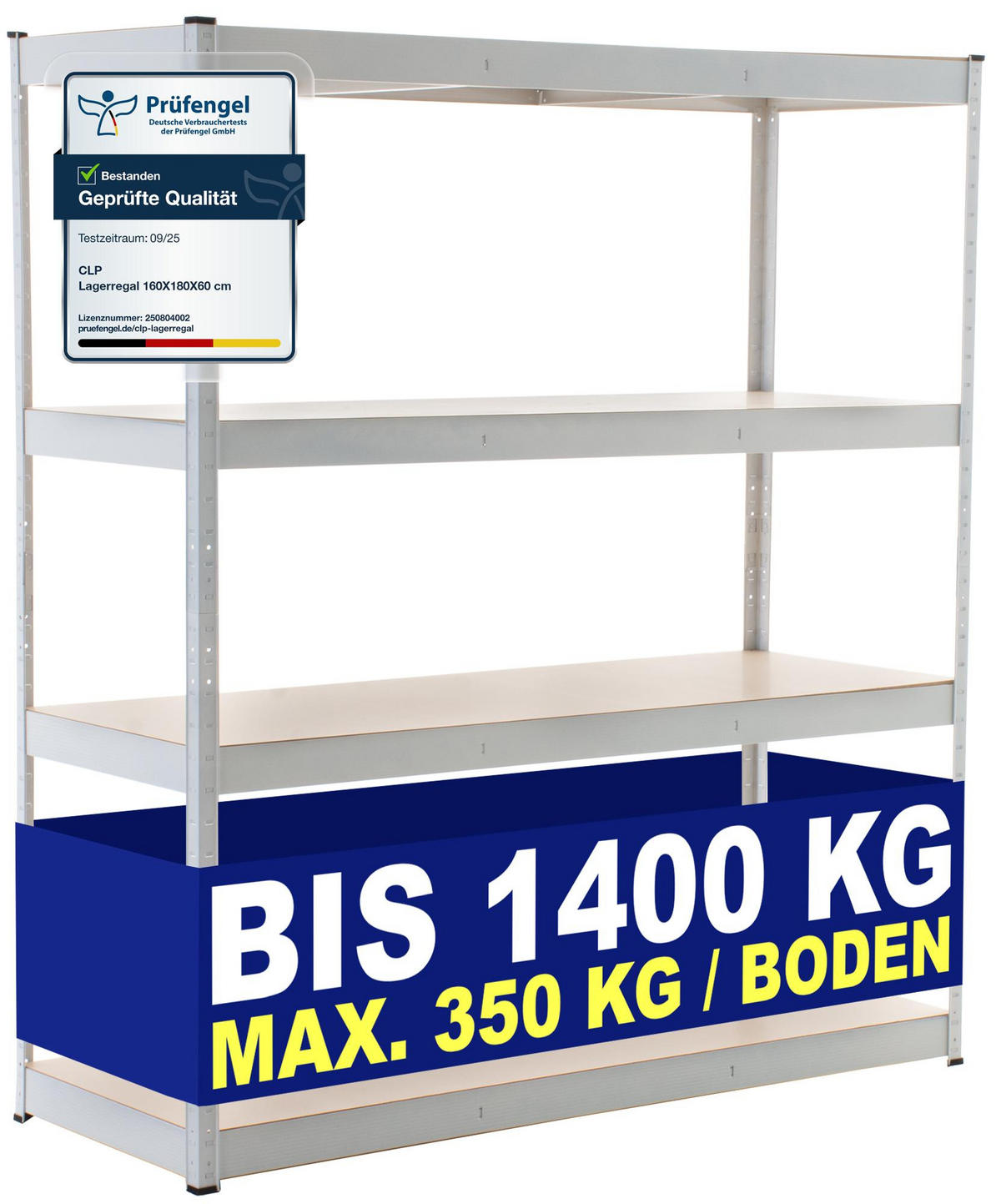 LAGERREGAL 160/60 cm Metall Weiß - Weiß, Metall (160/180/60cm) - CLP