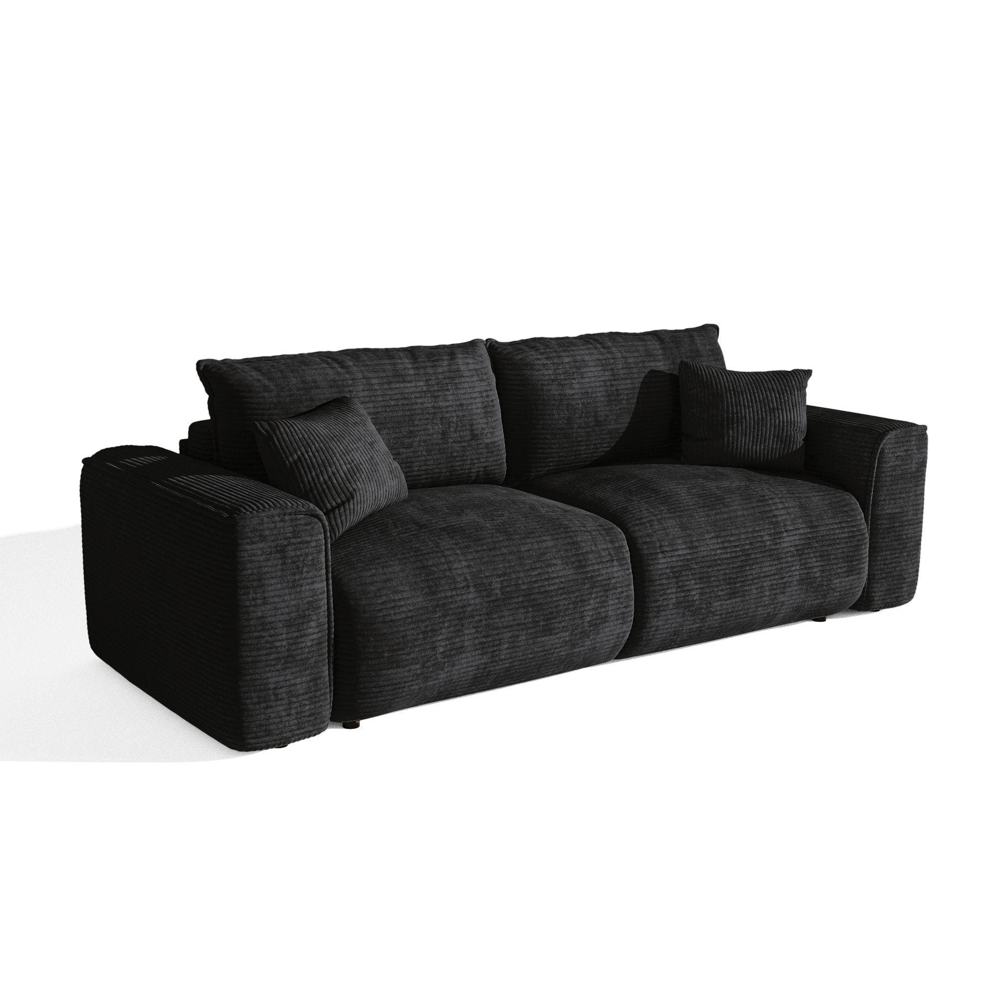 SCHLAFSOFA mit Stauraum COMO Cord Schwarz 254cm - Schwarz, Textil (254/78/95cm) - Premium Interiors