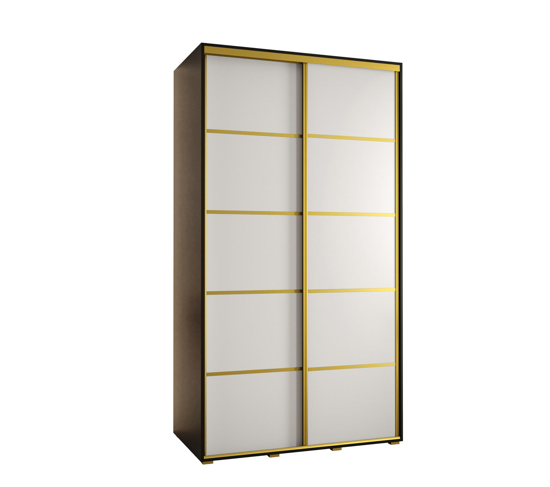 Abiks Möbel Schwebetürenschrank Schwarz, Weiß, Gold 140x235x45 cm