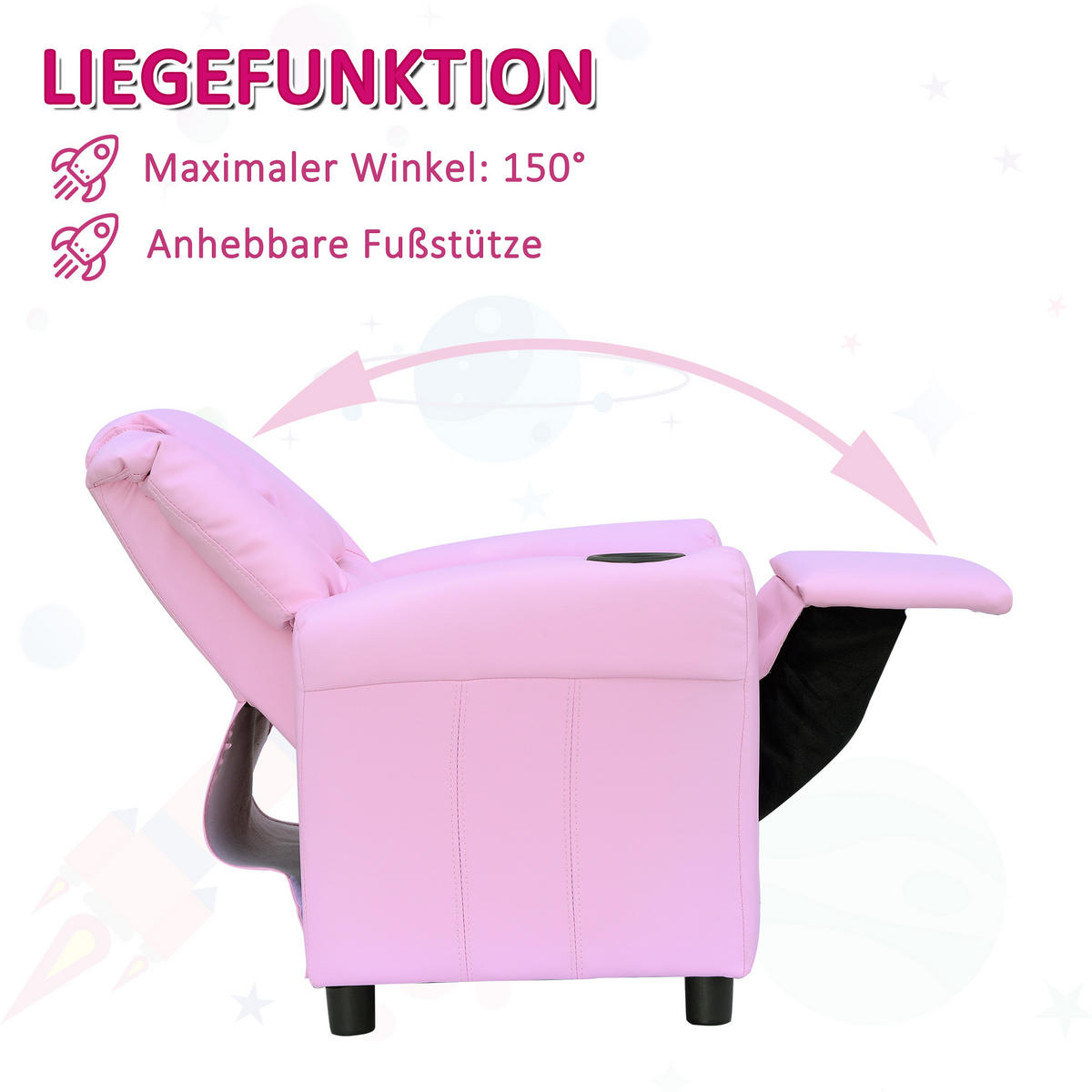 KINDERSESSEL, Rosa, Schaumstoff, Metall - Rosa, Kunststoff (56/69/62cm) - HOMCOM