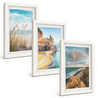 BILDER SET 3er Set - 20x30 cm Weißer Rahmen - Landschaften Strand Klippen Stadt - Weiß, Kunststoff (20/30cm) - TULUP