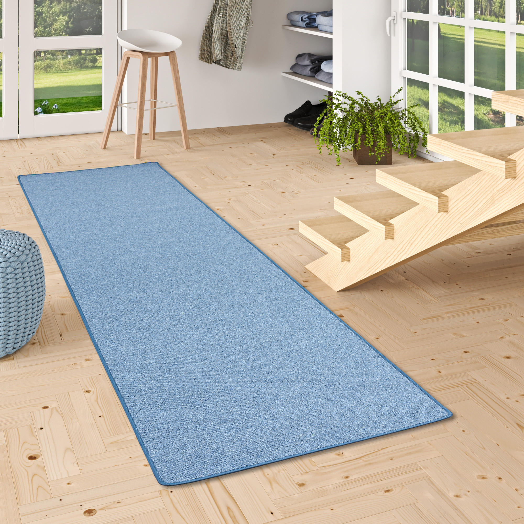 FEINSCHLINGEN VELOUR LÄUFER TEPPICH STRONG - Blau, Textil (80/320cm) - Snapstyle