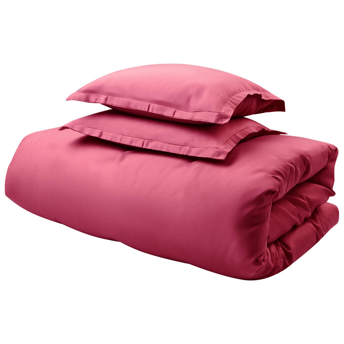 BETTWÄSCHE-SET 150/200 cm Baumwollsatin Burgunderrot Parkrose - Dunkelrot, Textil (150/200cm) - Beliani