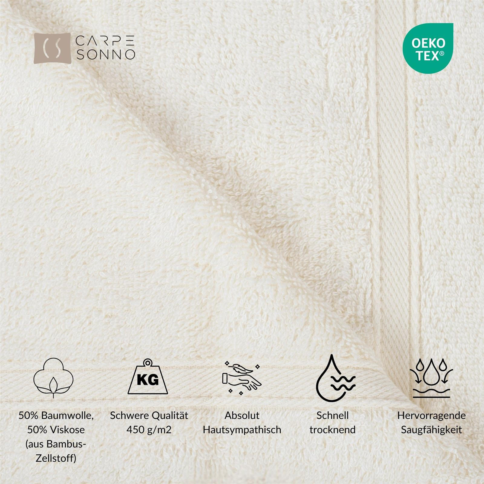 HANDTÜCHER 50x100 cm 450g/m2 im 4er Set, Handtuch Natur - Naturfarben, Textil (50/100cm) - Carpe Sonno