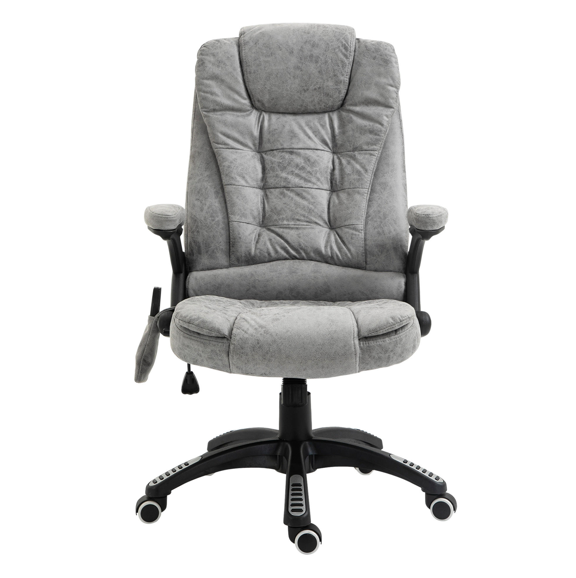 DREHSTUHL 68/72/110-120 cm grau aus Polyester mit Massage- und Heizfunktion - Grau, Kunststoff (72/120/68cm) - OKWISH