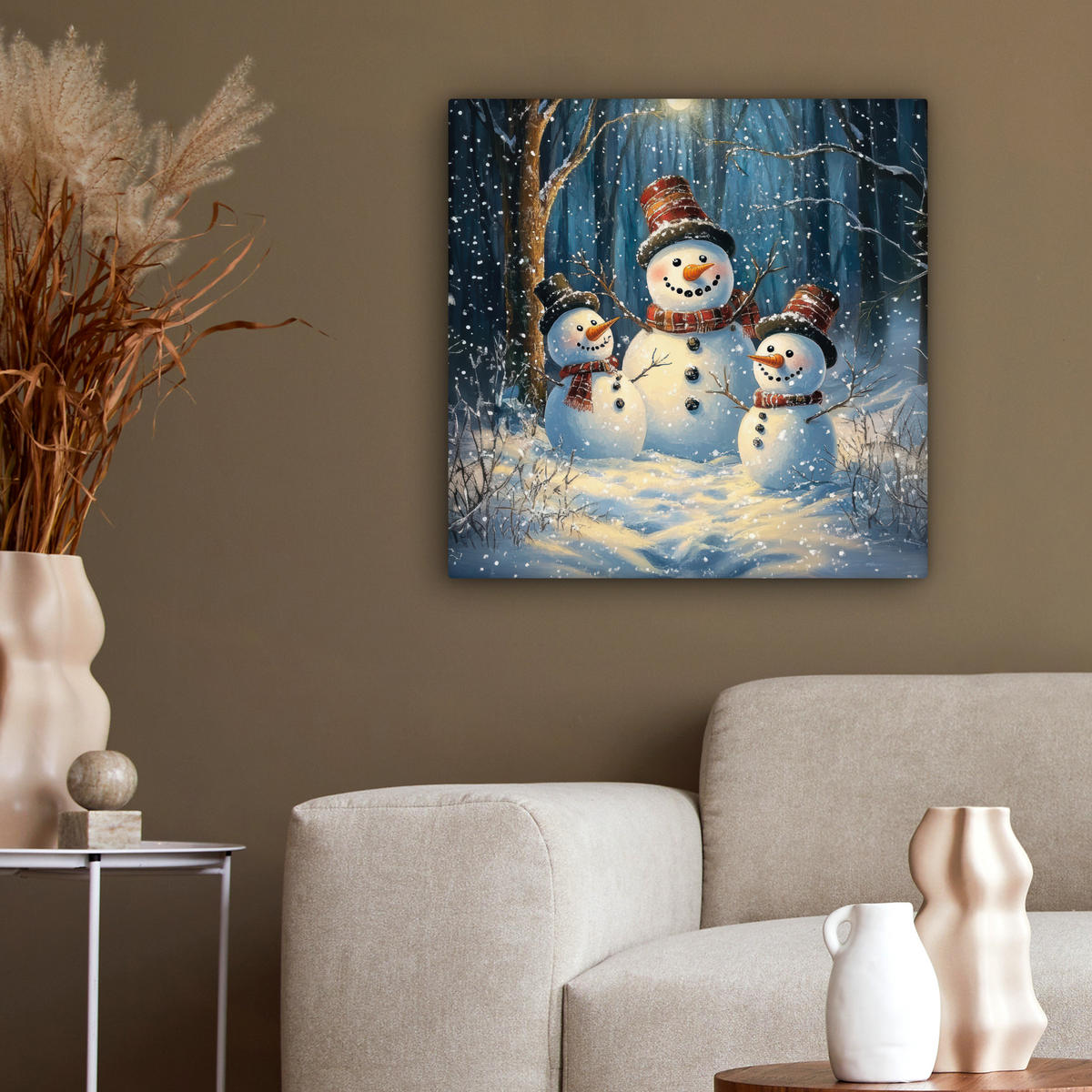 LEINWANDBILD Schneemann - Schnee - Winter - Wald 50x50 cm - Hellblau, Textil (50/50cm) - MuchoWow