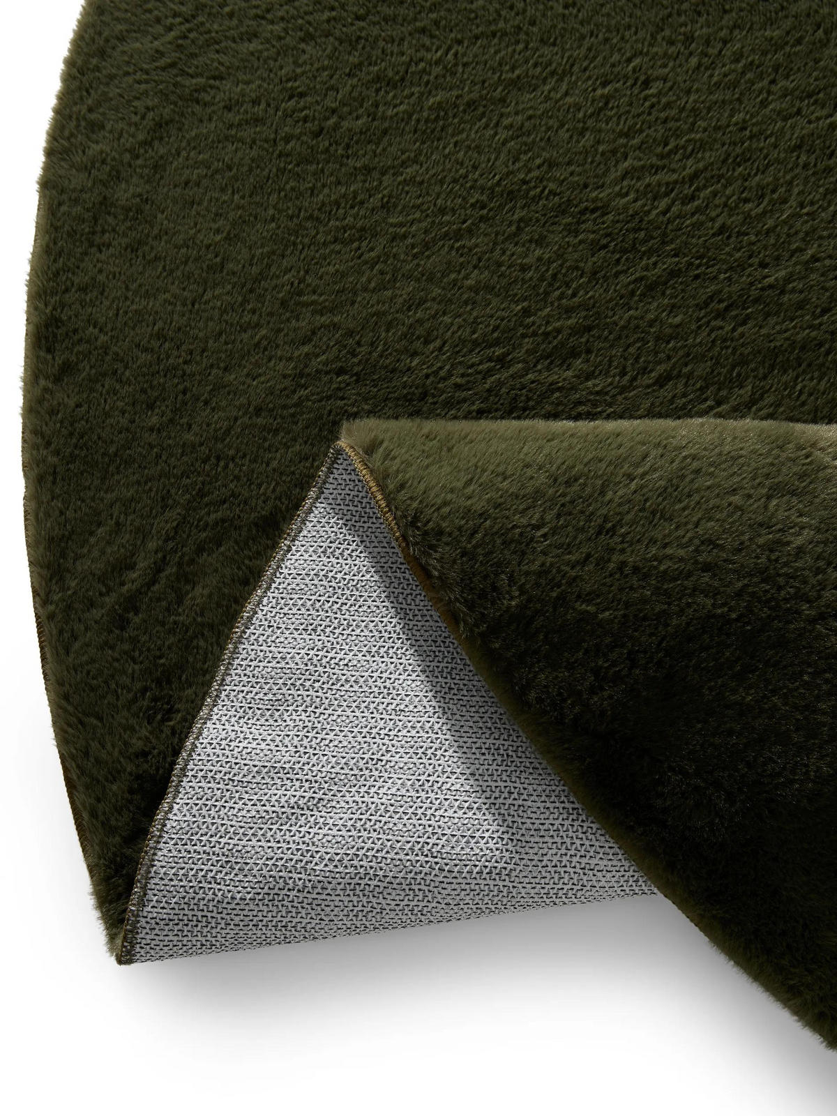 KUNSTFELLTEPPICH Furry Olivgrün ø 160 cm rund - Olivgrün, Kunststoff/Textil (160/160cm) - benuta
