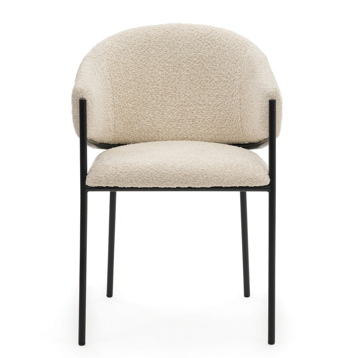 STUHL BUENO gespolsterter - creme - Glamour Boucle Chenille - Creme/Schwarz, Textil/Metall (55/83/56cm) - NEW HOME
