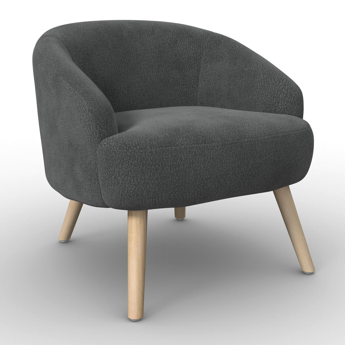 SESSEL Sonja Chenille Schwarz - Schwarz, Holz (71/66/70cm)