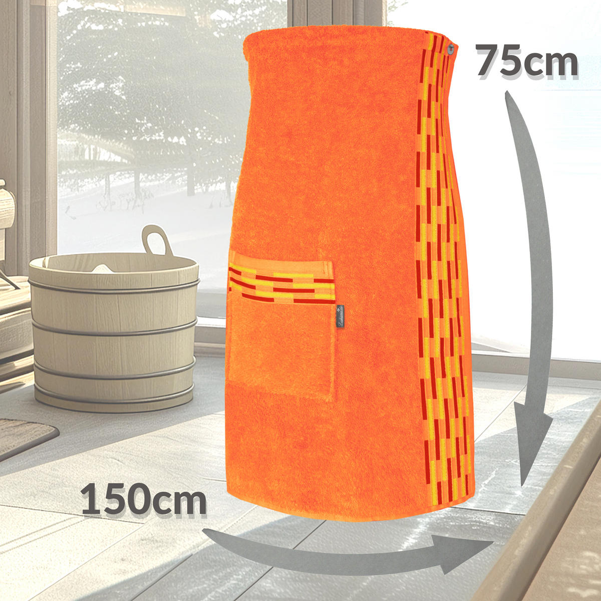 SAUNAKILT Dame Lugano Orange - Orange, Textil (150/75cm) - Lashuma