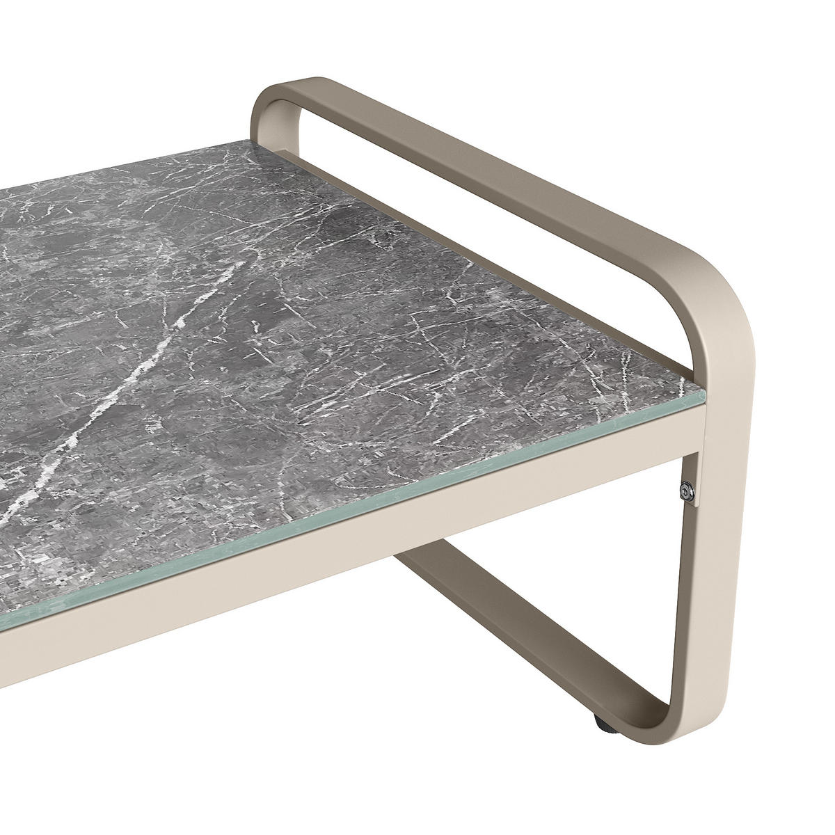 GARTENMÖBEL 120x61x69cm beige aus Rattan und Metall, mit Kissen - Beige, Metall - Modfu