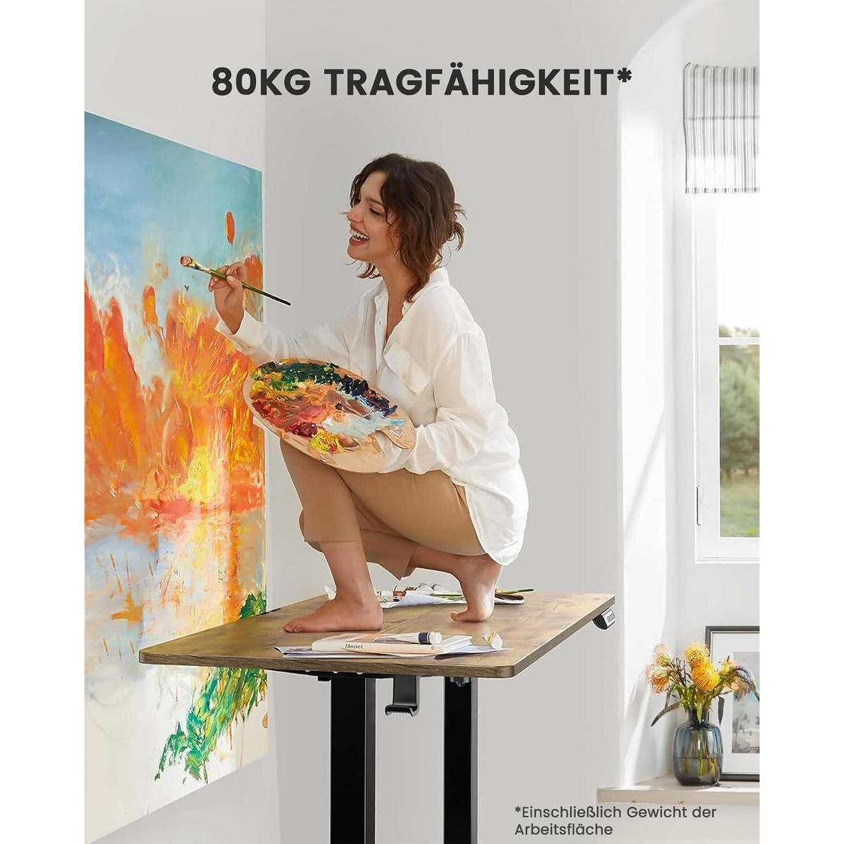 SCHREIBTISCH Höhenverstellbar 100 x 60 cm Vintage Holzoptik - Braun, Holzwerkstoff (100/60/72cm)