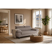 2,5-SITZER Karlstad Chenille Braun verstell. Kopfstützen B 194 cm - Graubraun, Kunststoff/Textil (194/84/100cm) - foamnova