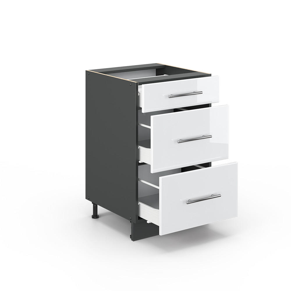 SCHUBLADENSCHRANK Fame-Line Weiß Hochglanz 50 cm ohne AP - Weiß Hochglanz/Anthrazit, Holzwerkstoff (50/82/51.6cm) - Vicco