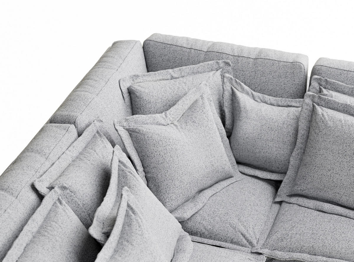 ECKSOFA Amalfi Hellgrau Webstoff - Hellgrau/Schwarz, Holz/Holzwerkstoff (238/222cm) - Maison de Reve