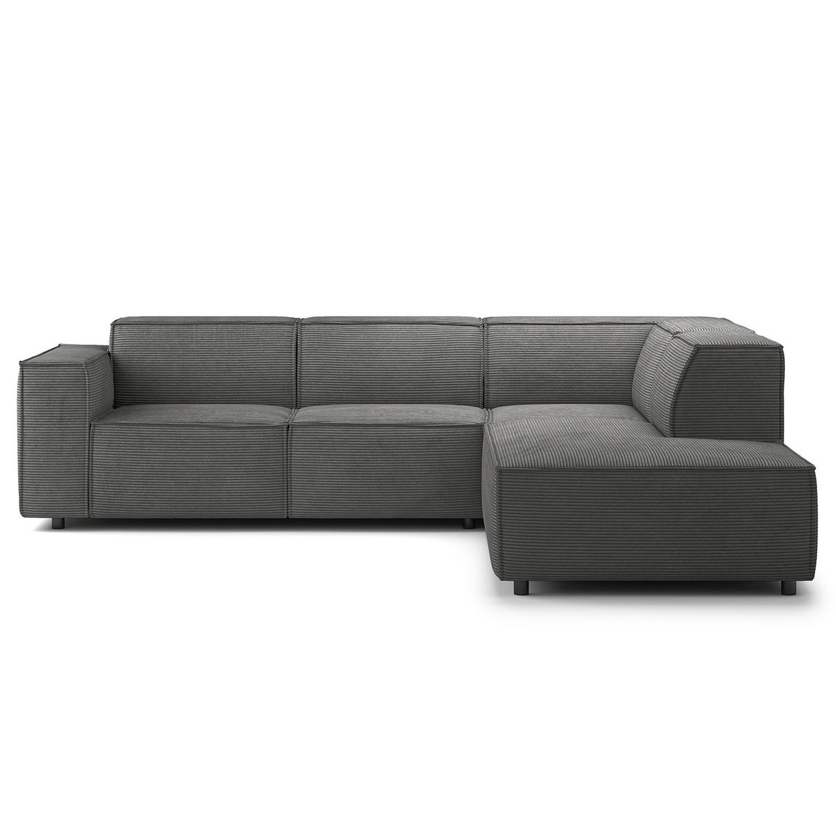 ECKSOFA mit Ottomane - Anthrazit/Schwarz, Kunststoff/Textil (260/234cm) - home24