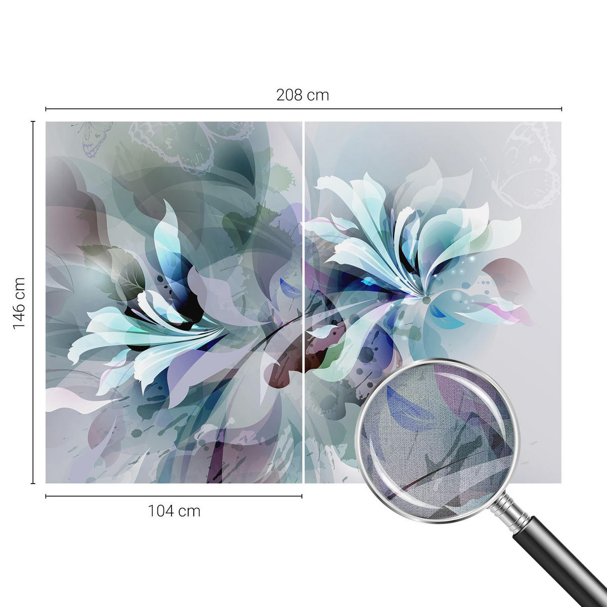 FOTOTAPETE 208x146 cm - Florale Abstraktion - Grün, Textil (208/146cm) - Wallfluent
