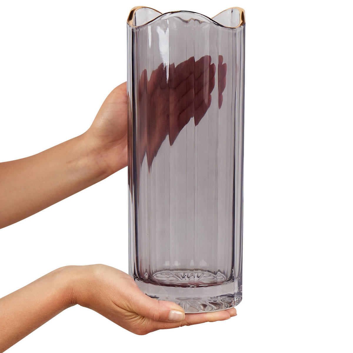 BLUMENVASE Glas grau Perdiki - Grau, Glas (30cm) - Beliani