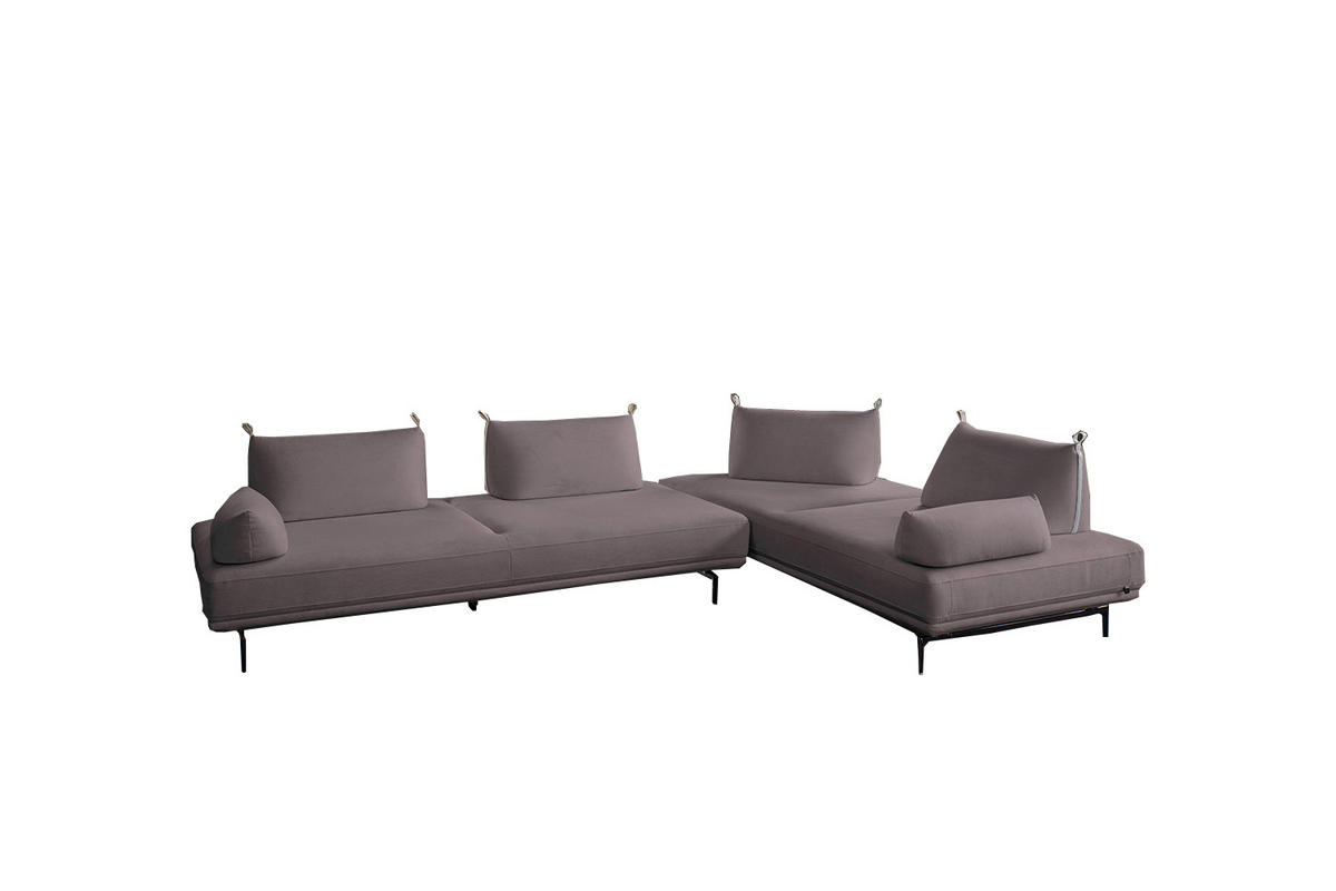 ECKSOFA CANE Violett Webstoff - Violett/Lila, Textil/Metall (310/210cm) - KAWOLA