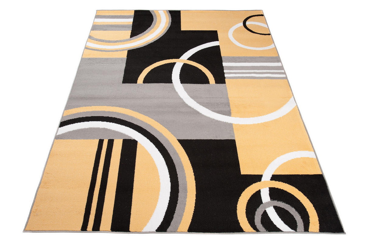 TEPPICH MAYA Gelb Geometrisch Kreise Vierecke 200/300 cm - Gelb, Textil (200/300cm) - Tapiso