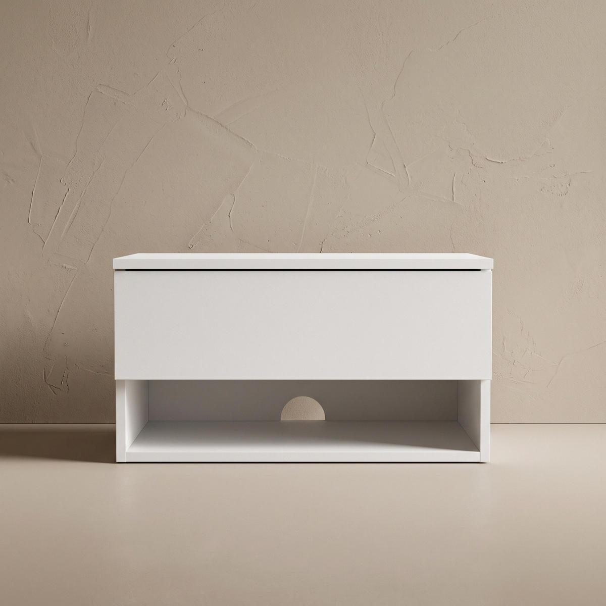 WAND-NACHTTISCH mit Schublade und Regal 40/30/21,5 cm - Weiß, Holzwerkstoff (30/21.5/40cm) - SCENA LIVING