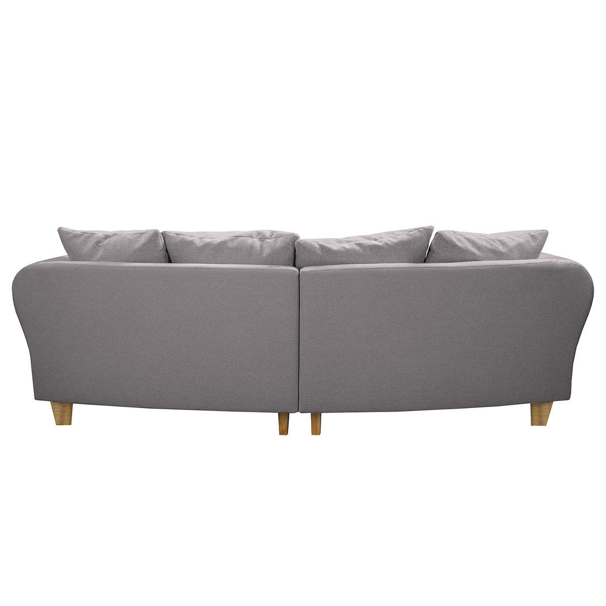 BIGSOFA - Webstoff - Hellgrau/Braun, Holz/Textil (227/95/108cm) - home24