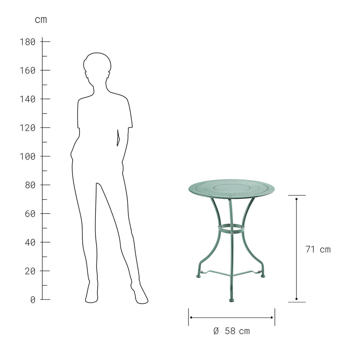GARTENTISCH Century - Grün, Metall (58/58/71cm) - Butlers